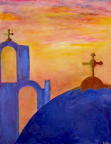 Santorini Sunset - 28" x 22"